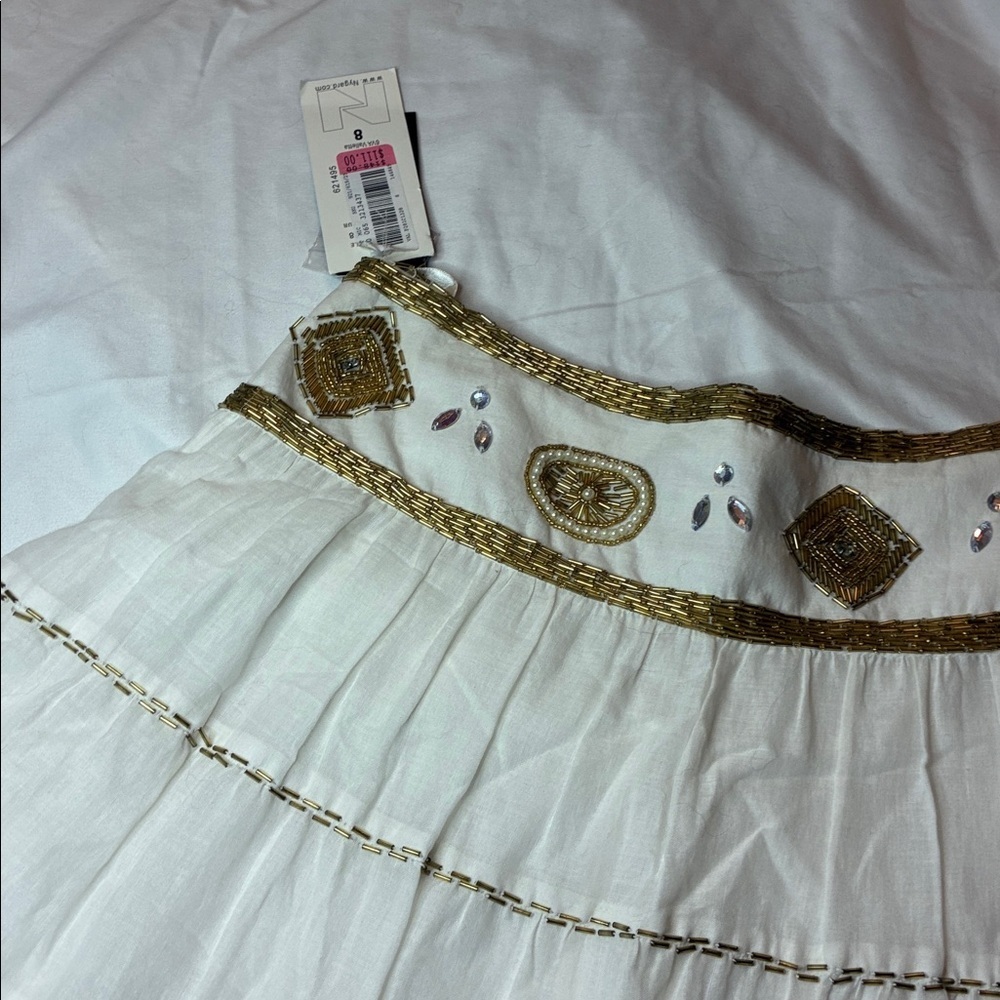 SOLD Bianca Nygard Beautiful Cream Maxi Skirt with Beads Size 8 - Picture 11 of 13